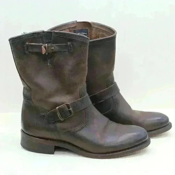 Frye Jet Engineer 150 TH Anniversary Women's Brown Leather Short Boots Size US 7 - Picture 2 of 12